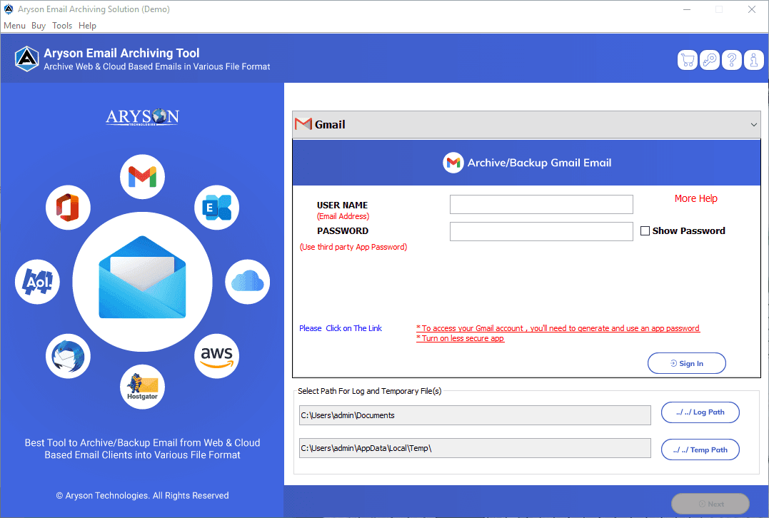 Aryson Email Archiving Software