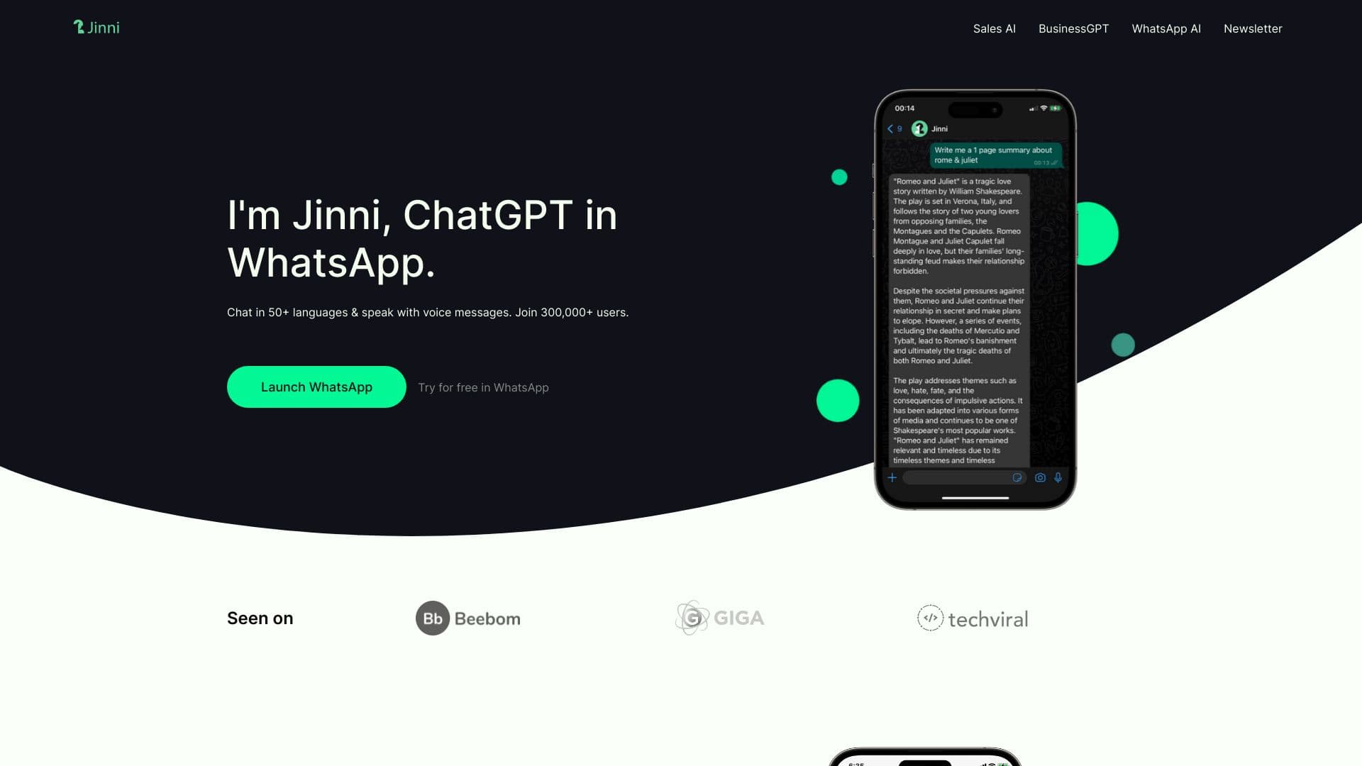 Chatgpt In Whatsapp - Jinni AI