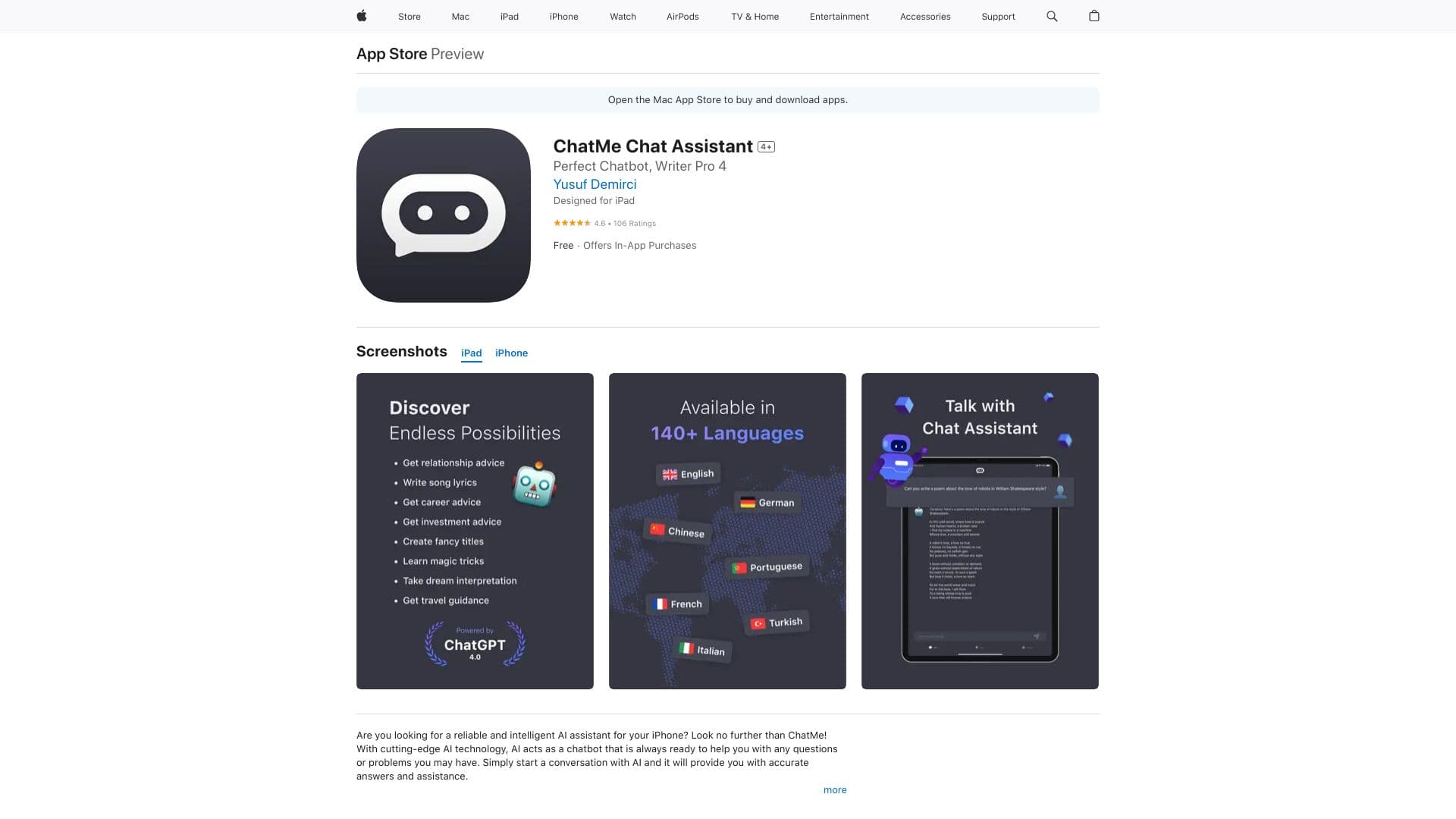 Chatme: Intelligent AI Assistant