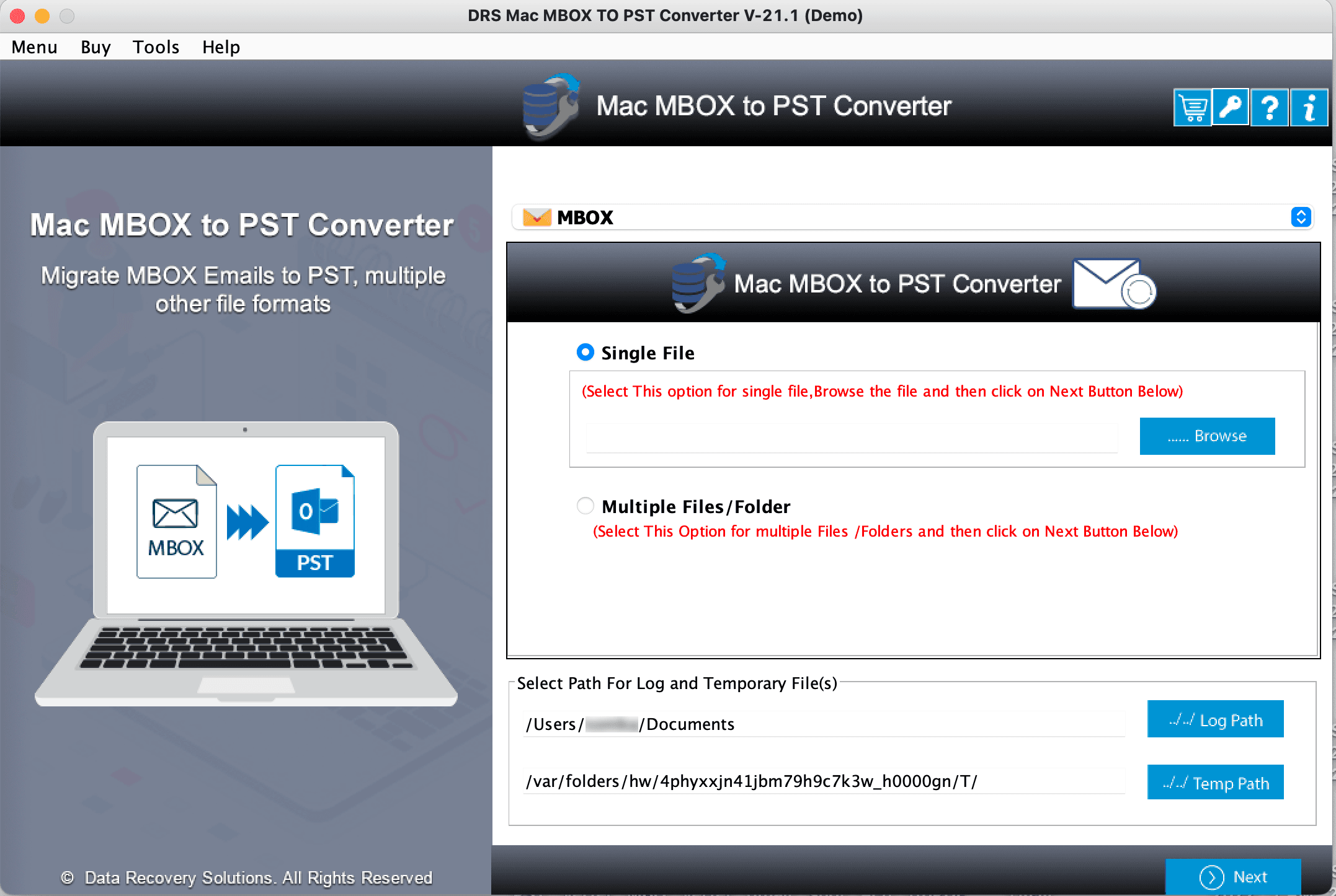 DRS MBOX Migrator for Mac