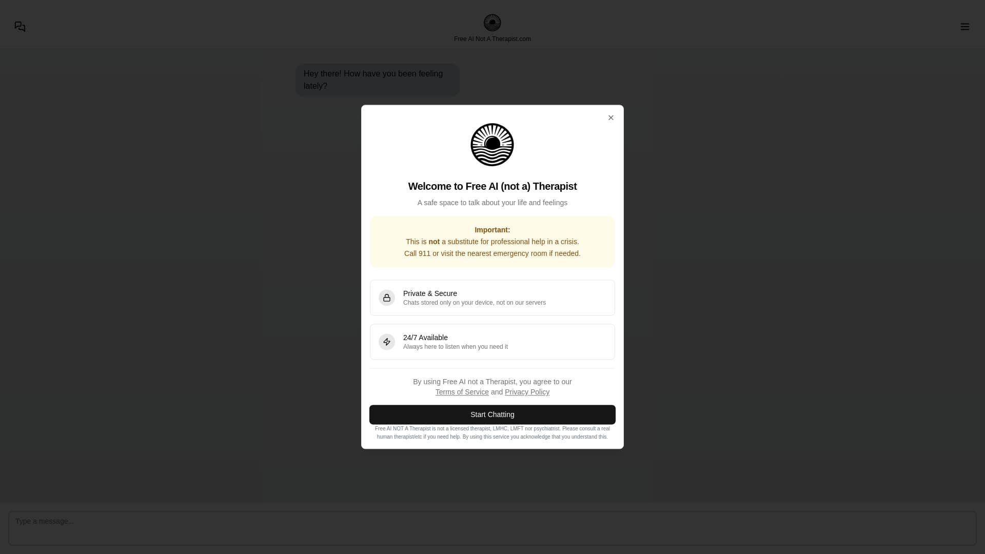 Free AI (not A) Therapist