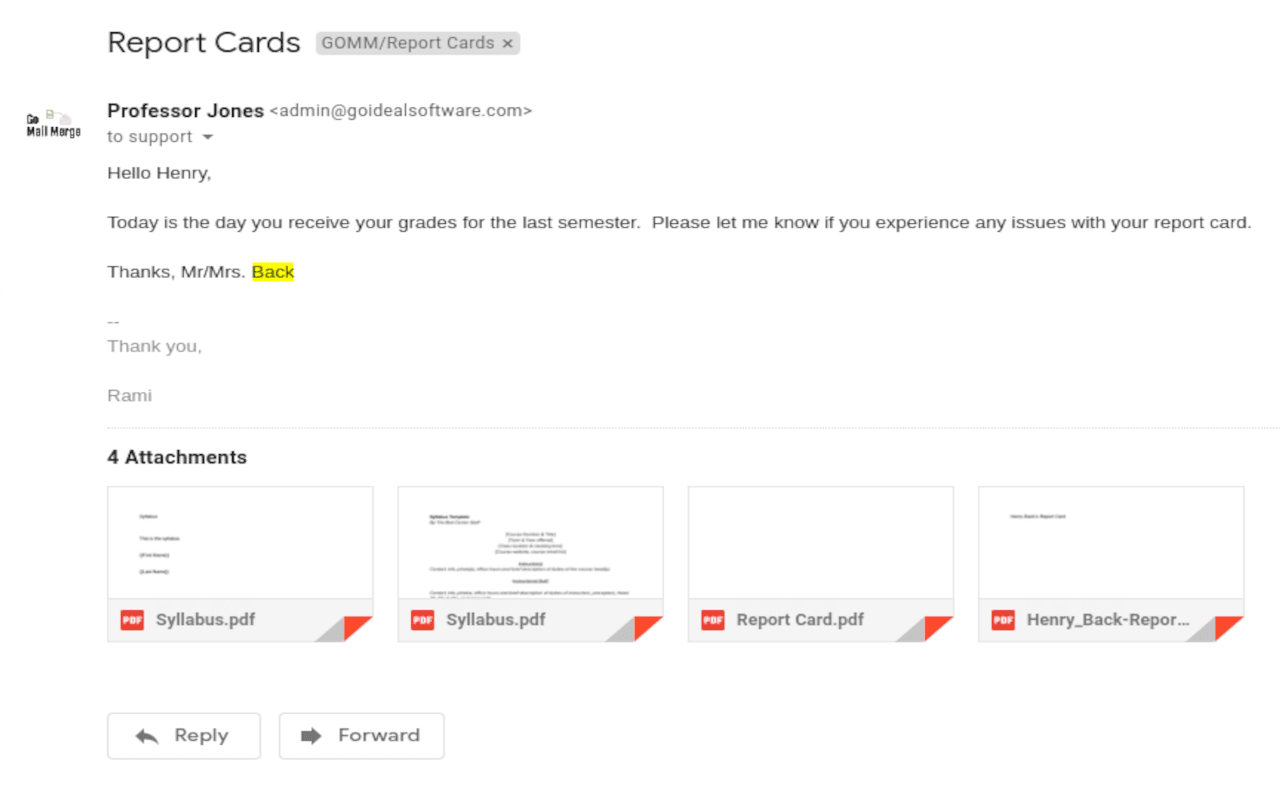 Go Mail Merge