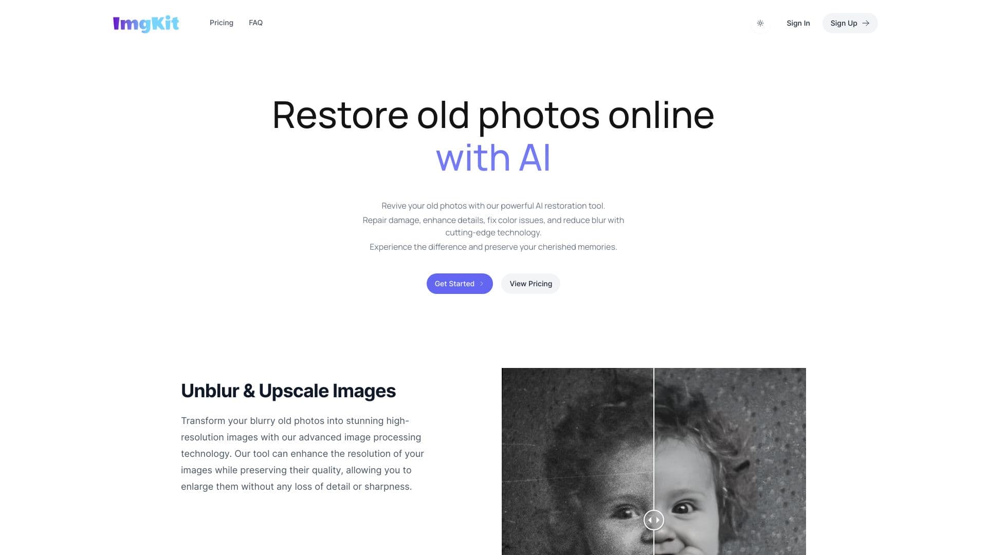 AI Old Photo Restoration Online - Imgkit