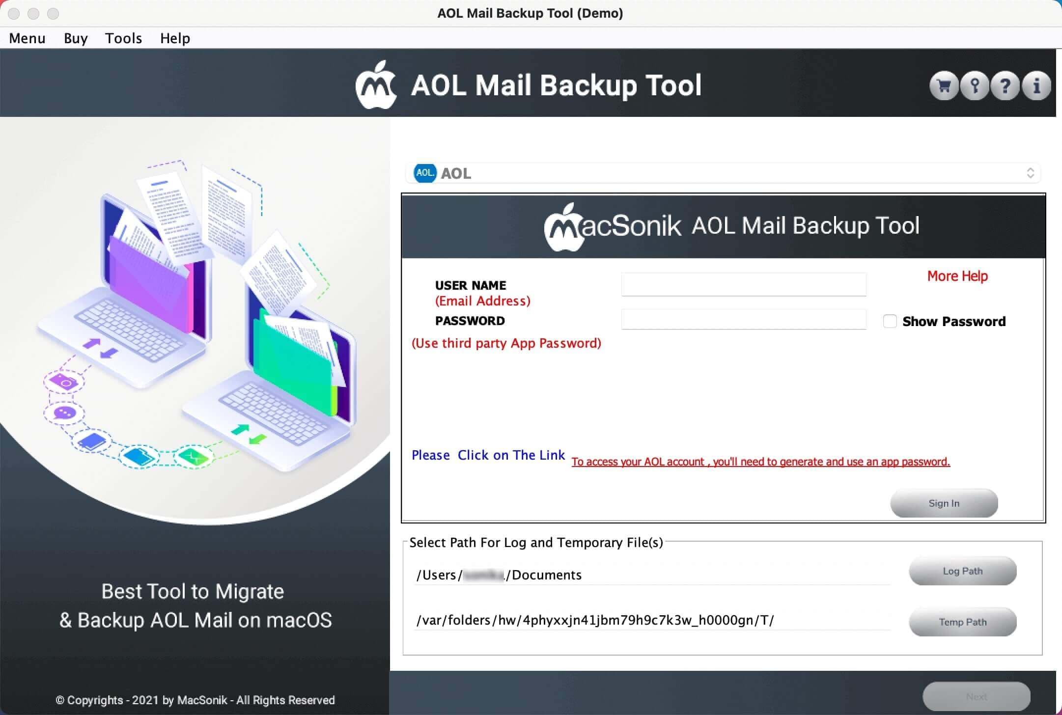 MacSonik AOL Backup Tool