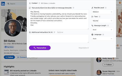 Personalized Linkedin Message Assistant