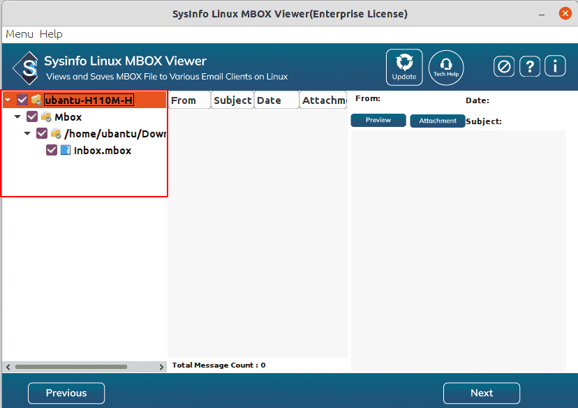 Sysinfo Linux MBOX Viewer